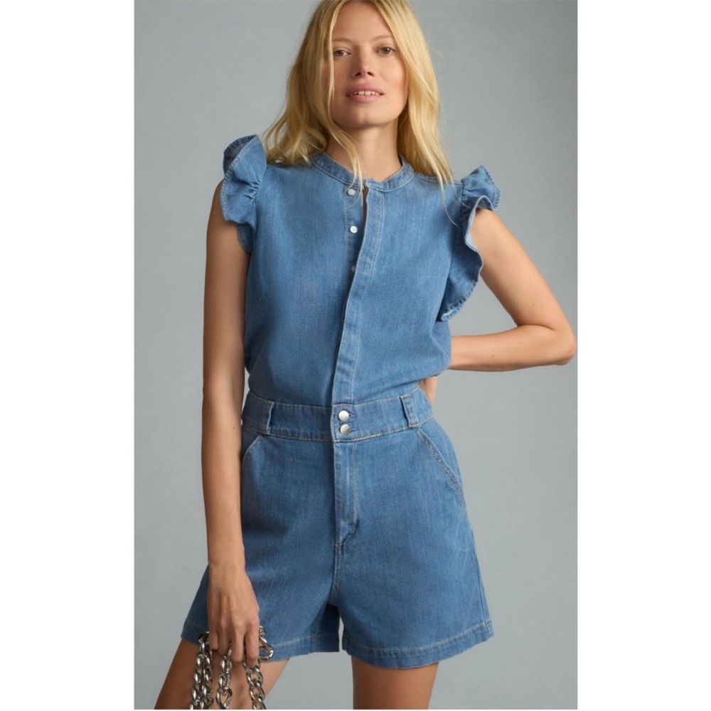 NWT Joe’s Anthropologie The Emilia Purpose Denim Romper Size Medium - Picture 2 of 16